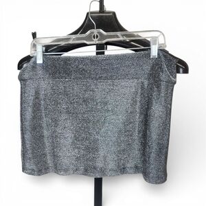 NWT Shasa Silver Metallic Mini Skirt